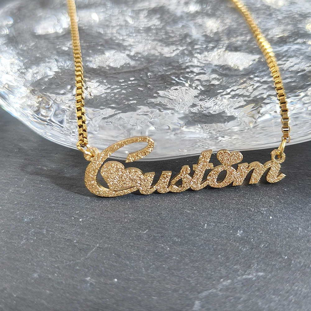 

Custom Frosted Name Pendant Necklace Personalized Stainless Steel Customized Nameplate Necklace for Women Fine Jewelry