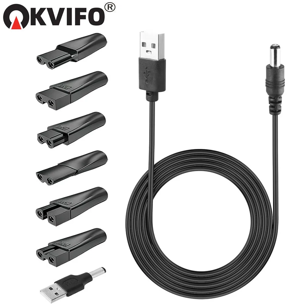 KVIFO 8 PCS Replacement Power Cord 5V Charger USB Adapter All Kinds Electric Hair Clippers Beard trimmers Shavers