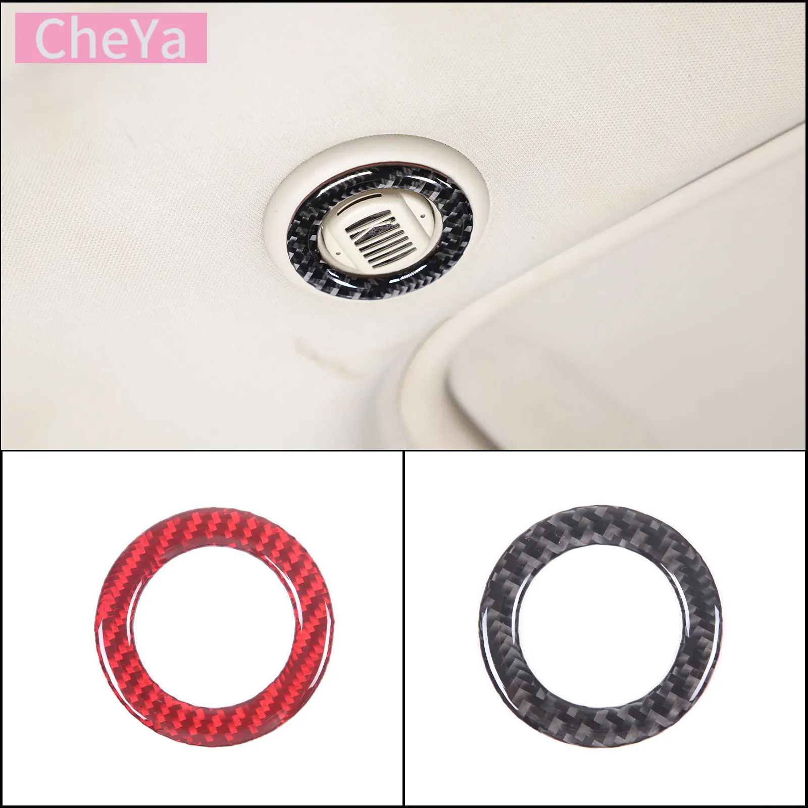 

For Hummer H3 2005-2009 Car Roof Microphone Decorative Frame Sticker Soft Carbon Fiber Interior Accessories