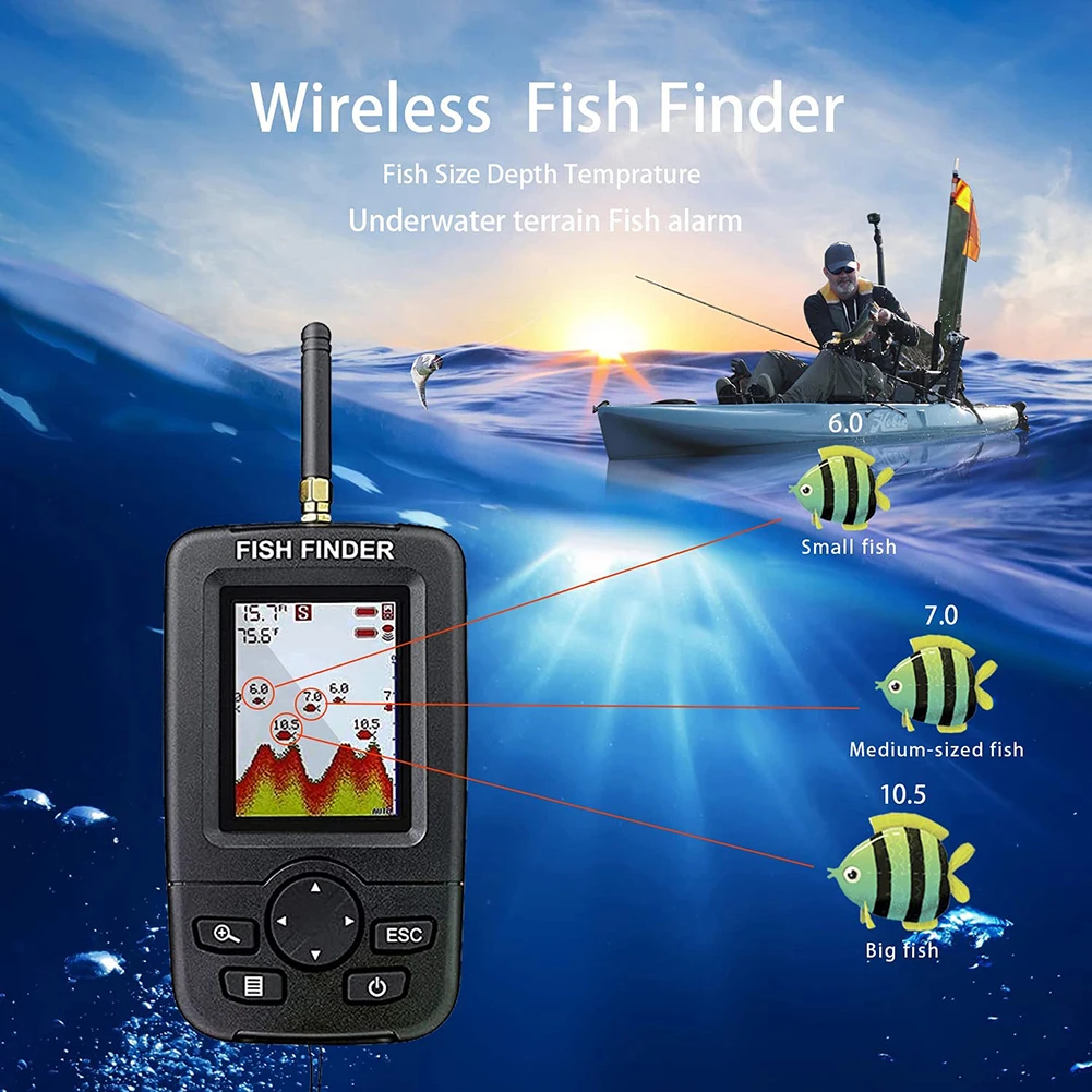 Kayak Depth Handheld Wireless Fishing Finder DASSHOLEFISHING