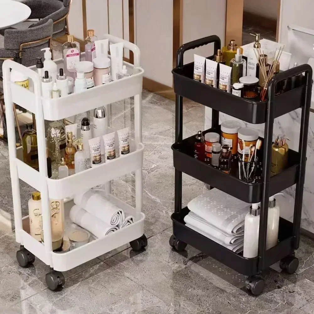 Household Multi-layer Small Cart Storage Rack Floor To Floor Kitchen Bedroom Bathroom Storage Rack With Wheels