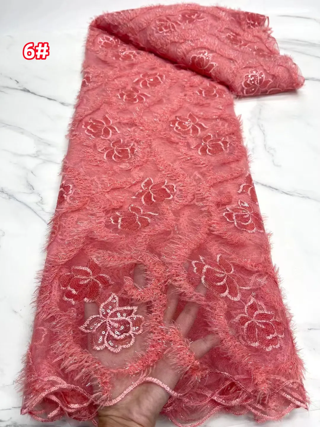 

New exquisite small fresh plush sequin embroidered lace mesh, European light luxury embroidered lace evening dress