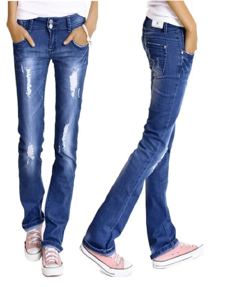 

New denim women's wear holes show thin sexy jeans pants