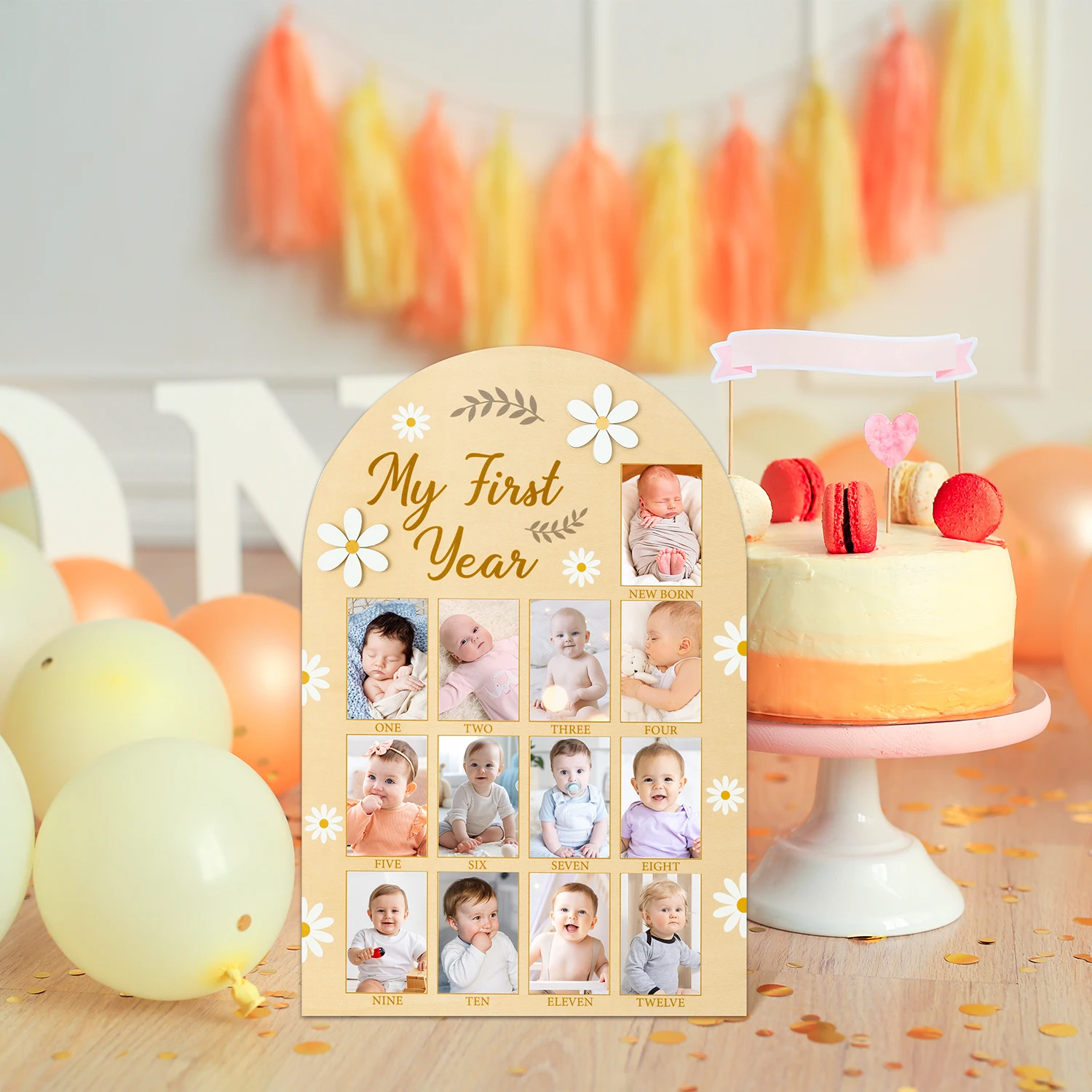 Children Growth Record Album Display Board Baby Room Decoration Party Display Table Top Newborn Photo 1 Set