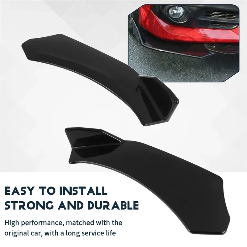 For 2Pcs Universal Car Front Shovel Bumper Lip Splitter Chin ABS Spoiler Black
