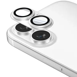Pink Full Glass Back Cover with Metal Camera Alloy Ring Protector - 13 13 Mini (Silver)