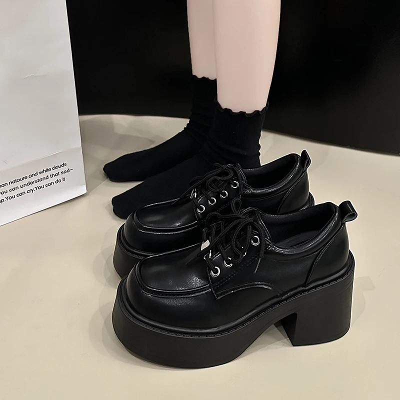 

Женские кроссовки на платформе и каблуке, повседневные туфли-оксфорды с круглым носком, в британском стиле, лето 2023