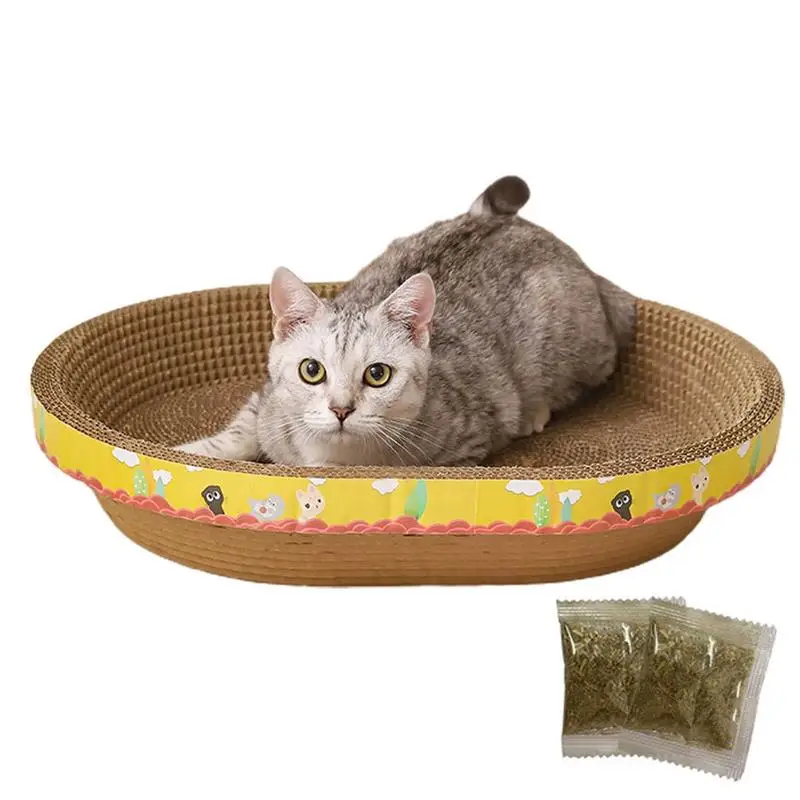 Oval Cat Scratcher Bed Corrugated Cardboard Scratching Board Scratching