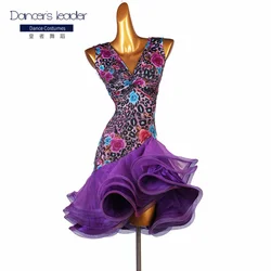 Latin Dance Dress Practice Clothes V-neck Sleeveless Cha-cha Rumba Dancewear Female Adult Professional Performance Clothes