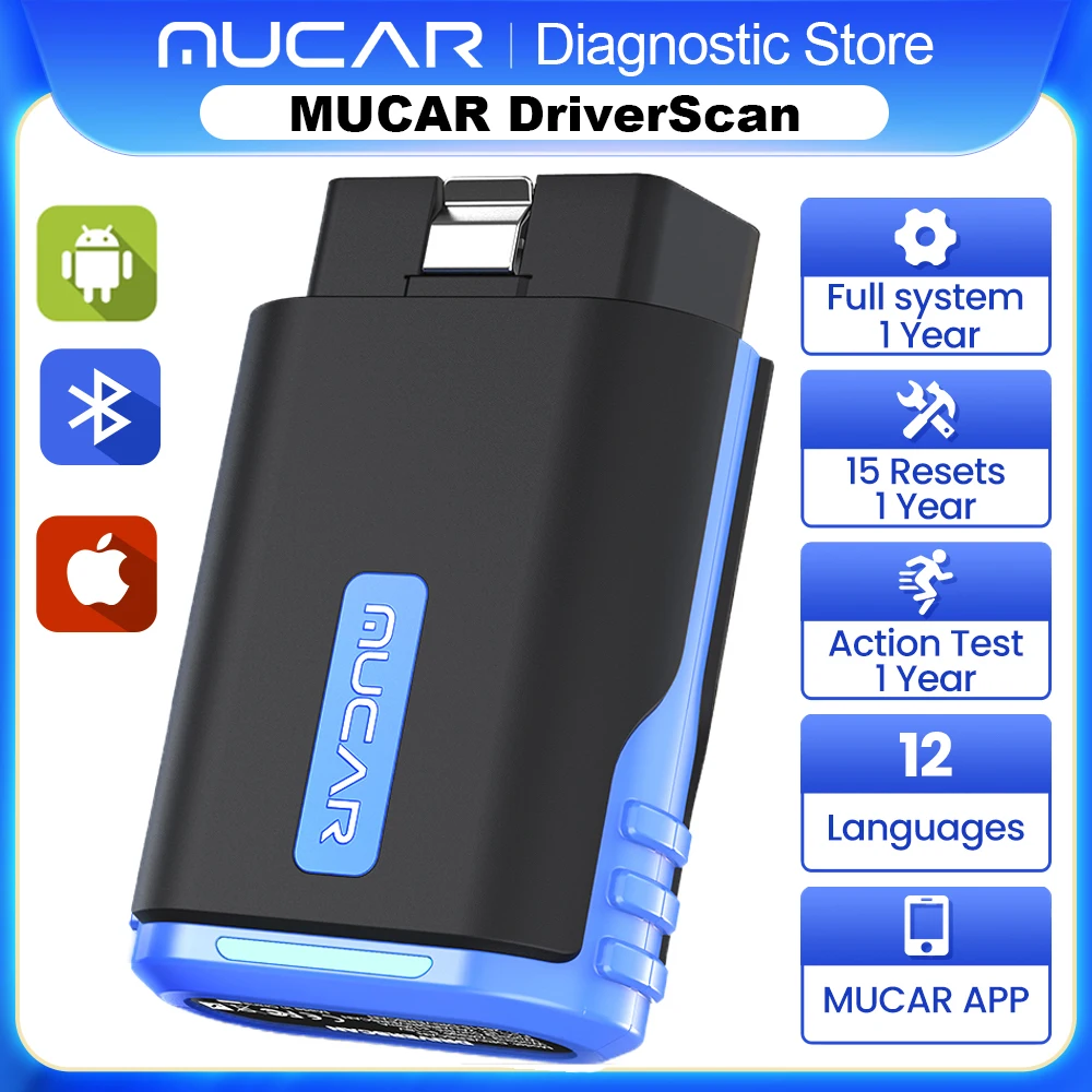 MUCAR DriverScan Auto OBD2 Диагностический инструмент Диагностика всей системы Двунаправленное управление Активное тестовое масло SAS ABS DPF 15 Сброс для всех автомобилей