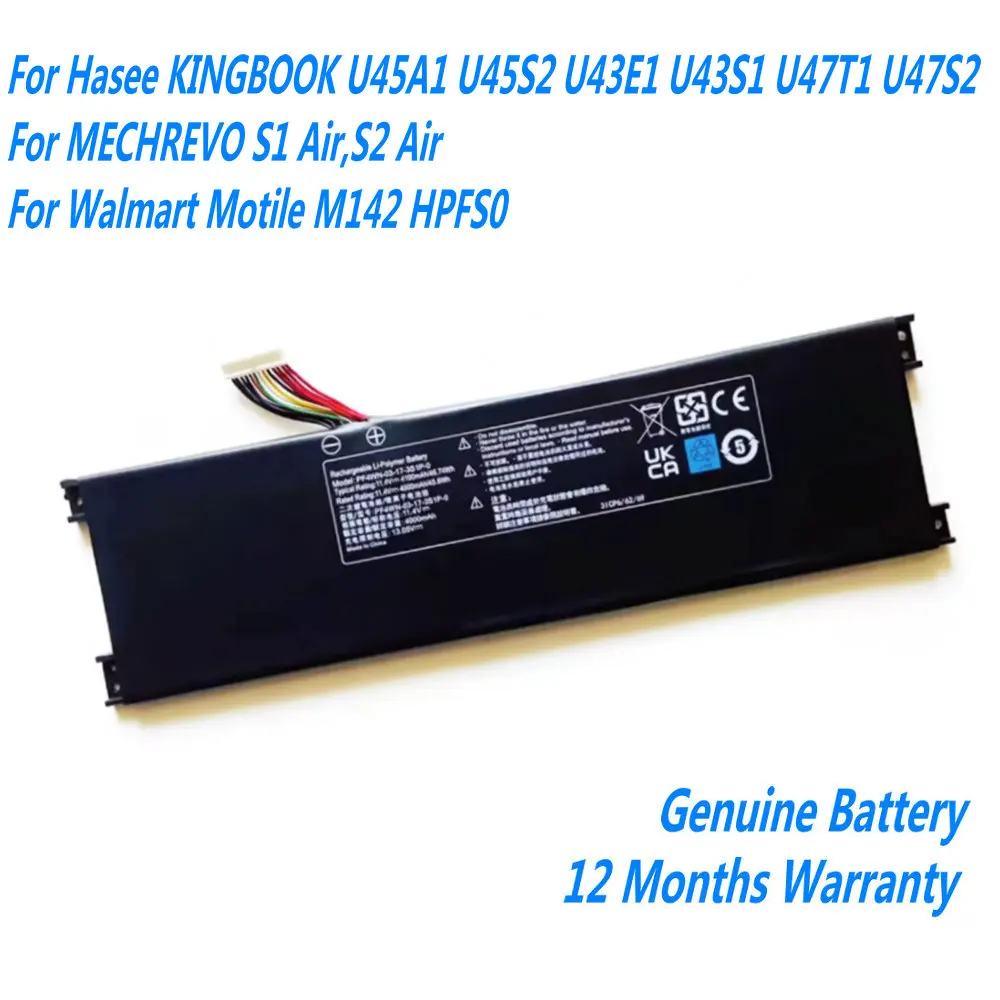 

Original Laptop Battery For Hasee KINGBOOK U45A1 U45S2 U43E1 U43S1 U47T1 U47S2 /MECHREVO S1 Air,S2 Air / Walmart Motile M142