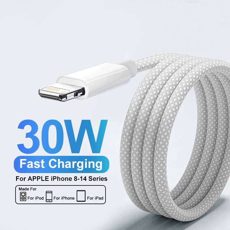 Câble USB de Charge rapide 30W pour iPhone 14 13 12 11 Pro Max 8 7 6 Plus XS X XR Type C ligne de données 2M accessoires de téléphone de Charge rapide