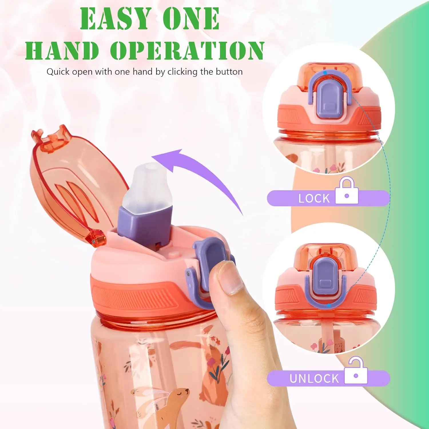 600ml Dinosaur Water Bottle For Kids Water Sippy Cup With Silicone Straw Leakproof Plastic Water Bottles Summer Kids Water Cup