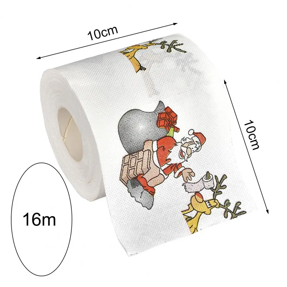1 Roll Cartoon Pattern Disposable Toilet Paper Festive Soft Touch Decorate Christmas Holiday Printed Roll Paper for Festival toilet paper