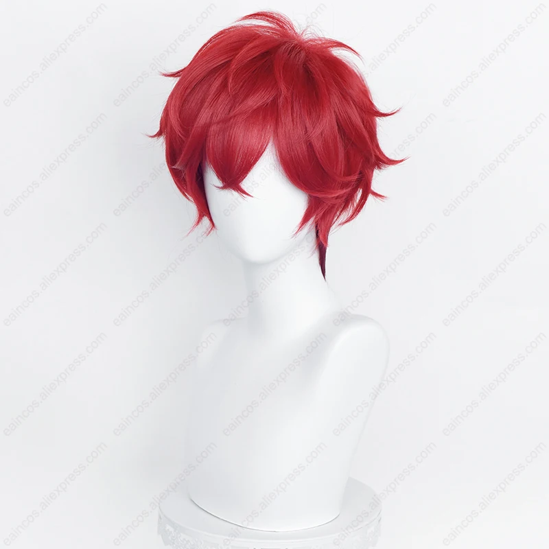 ヘロアオドコスプレウィッグ,赤混合色,耐熱性,人工毛,35cm