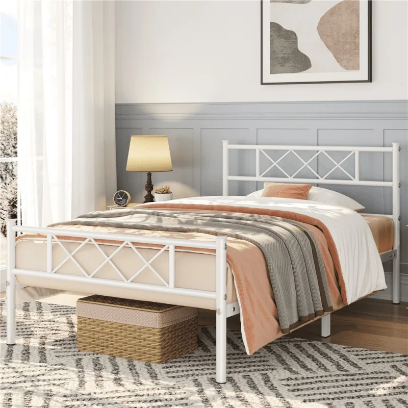 

Easyfashion Journee x-Design, металлическая платформа, двуспальный размер XL, белая