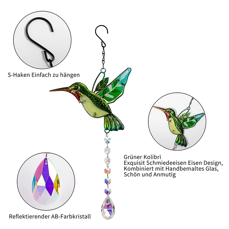 Hanging Wind Chimes Suncatchers Outdoor Wind Butterfly Hummingbird Pendants Crystal Ball Prism Ornament Garden Decoration outdoor wind chimes,wind bell pendant