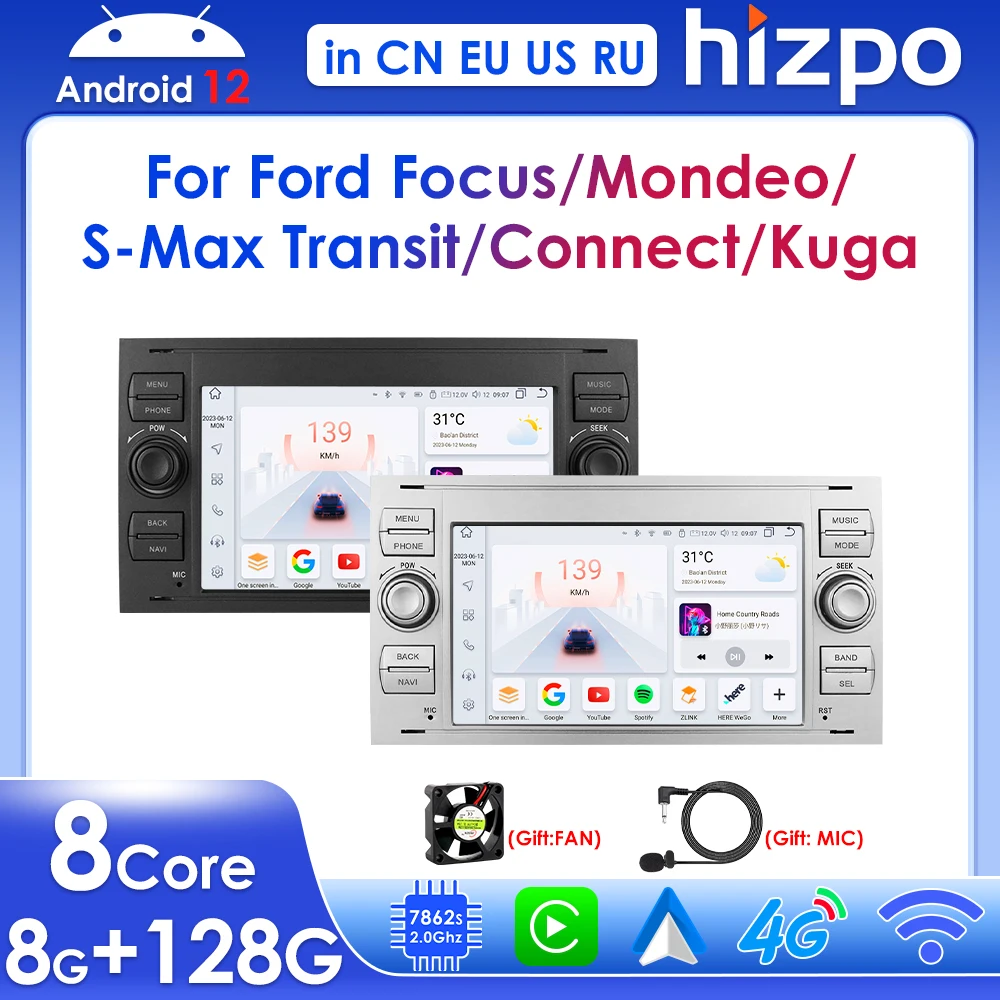 

Выбор 7 "беспроводной Carplay для Ford Focus Mondeo Fiesta S-MAX Galaxy Transit Fusion Connect Kuga автомобильный радиоприемник мультимедийный плеер GPS