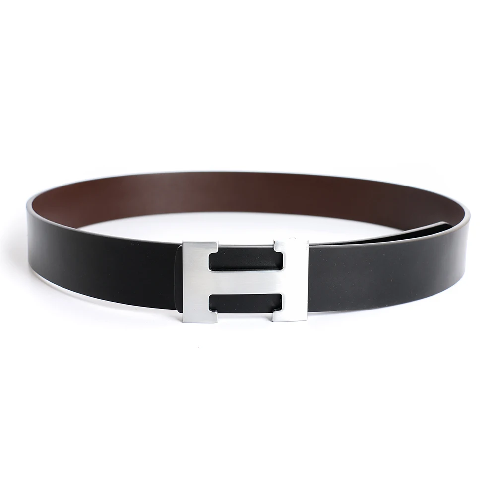 

Top Luxury Designer Brand H Buckle Belt Men High Quality Women Genuine Real Leather Dress Strap for Jeans Waistband Grey