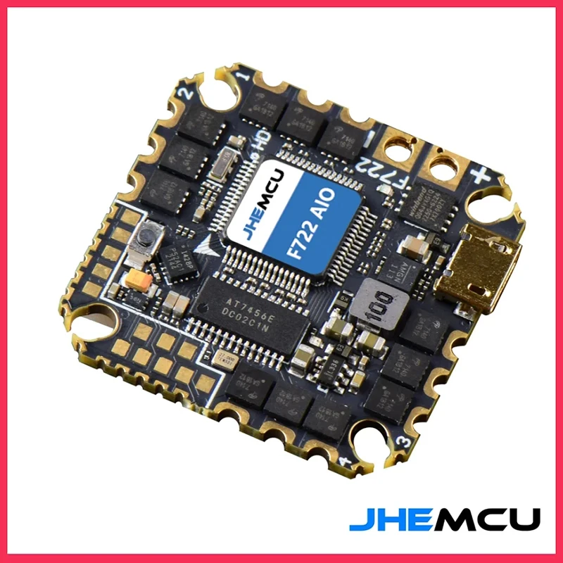 

JHEMCU GHF722AIO-HD 40A AIO Baro OSD BlackBox F722 Flight Controller BLHELIS 40A 4in1 ESC 2-6S for FPV Freestyle Cinewhoop