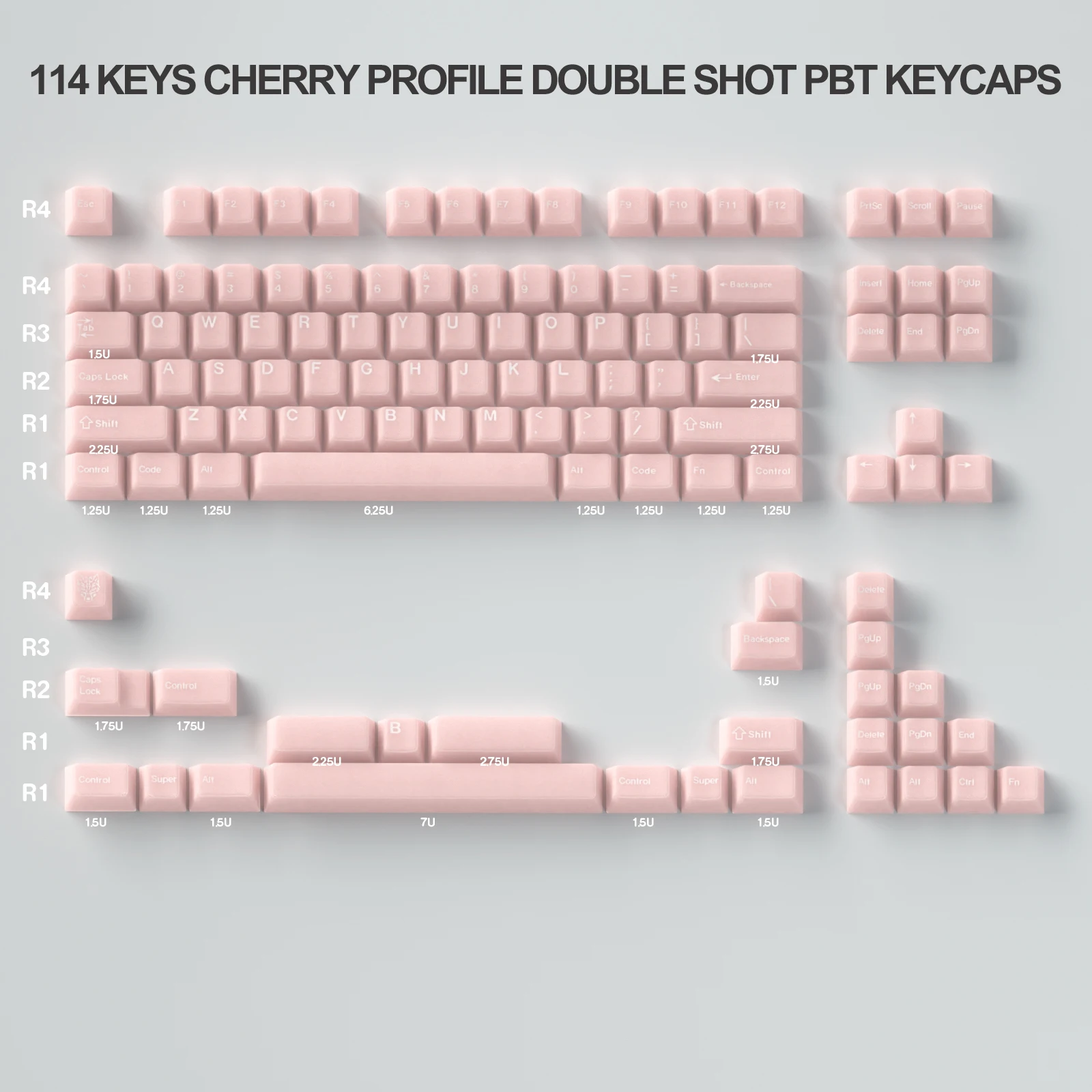 

114 Keys Double Shot PBT Keycaps Pink Translucent Keycaps Cherry Profile Jade Keycaps for Cherry Gateron MX Switches Keyboards