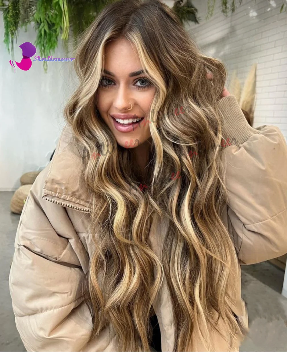 Gemarkeerde Pruik Honingblonde Balayage Pruik Voor Dames Kant Pruiken/Zijden Basis Pruik/360 Lace Frontale Pruiken/Full Lace Pruik