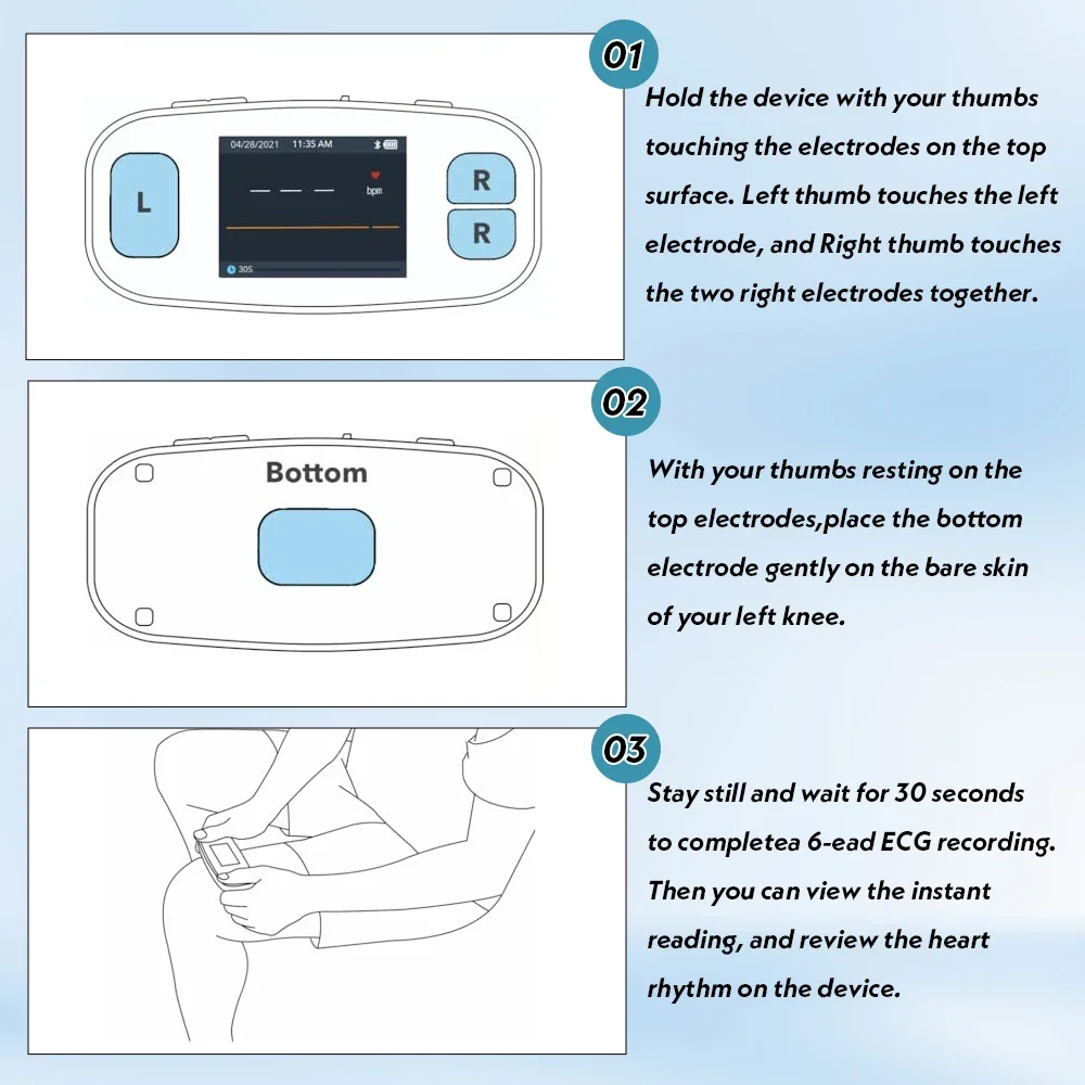 Contec PM20 Digital Portable ECG Monitor 6 Lead EKG Machine Bluetooth Mobile App ecg monitor