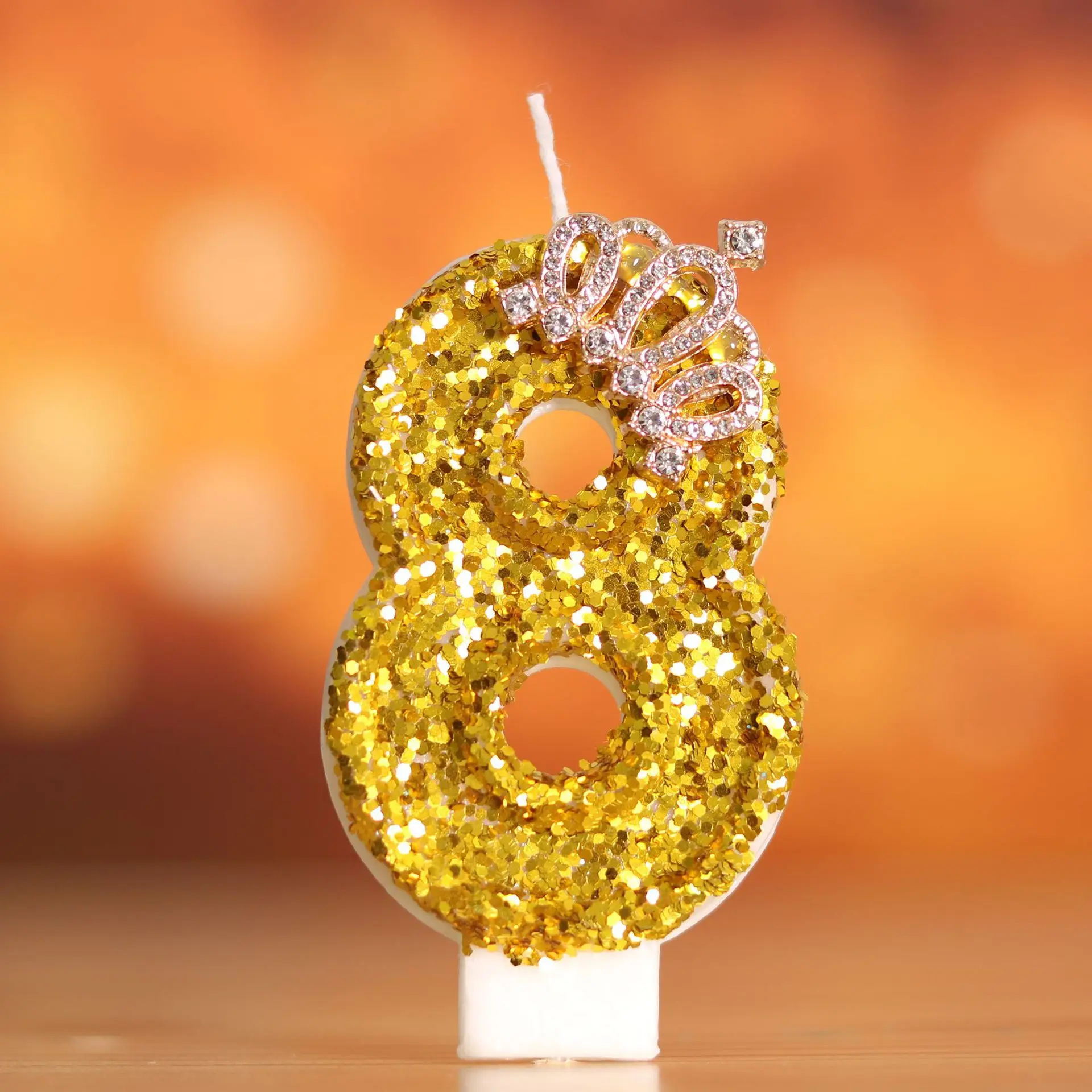 Elegant Gold Crown 3D Number Candle for Birthday Cake and Party Décor