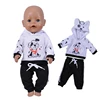 17 Inch Doll Clothes Cartoon Dog Hoodies Trousers 43cm New Born Baby Boy Clothes Sports Suit Toys for Girl Nendoroid Clothes 1