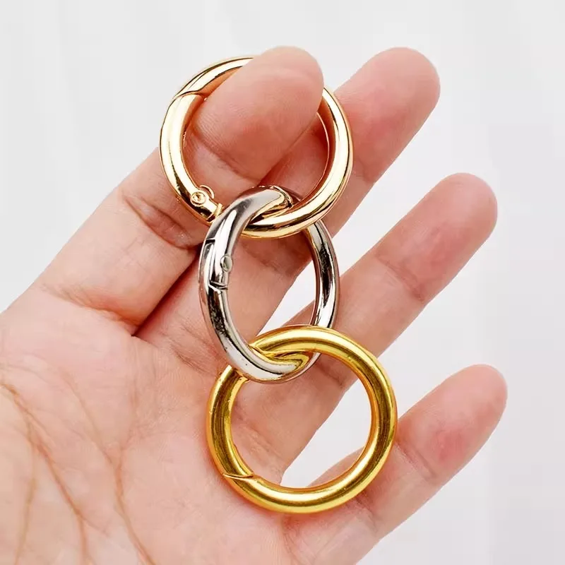 10Pcs Metal O-shaped Ring Spring Clasps Openable Round Carabiner Keychain Bag Clips Hook Dog Chain Buckles Connector DIY Jewelry