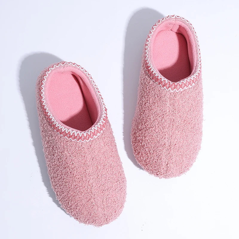 Shevalues Indoor Flache Fuzzy Hausschuhe Frauen Winter Hausschuhe Lockiges Fell Memory Foam Loafer Hausschuhe Damen Hause Flache Baumwolle Schuhe – Detail 2