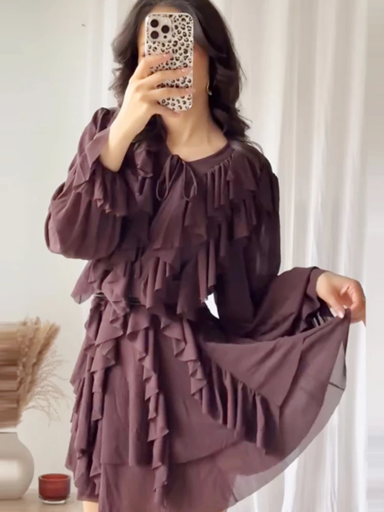 HXAO Womens Dresses Mini Layered One Piece Dress Summer Female Brown Ruffled Long Sleeve Dresses Lace-Up Loose Casual Dress 2025 - AliExpress 200000345 HXAO Womens Dresses Mini Layered One Piece Dress Summer Female Brown Ruffled Long Sleeve Dresses Lace-Up Loose Casual Dress 2025 - AliExpress 200000345