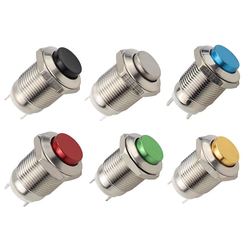 5/20/100PCS 12mm Waterproof Momentary Button Switch High Round Metal Push Switch Car Start Horn Self Reset