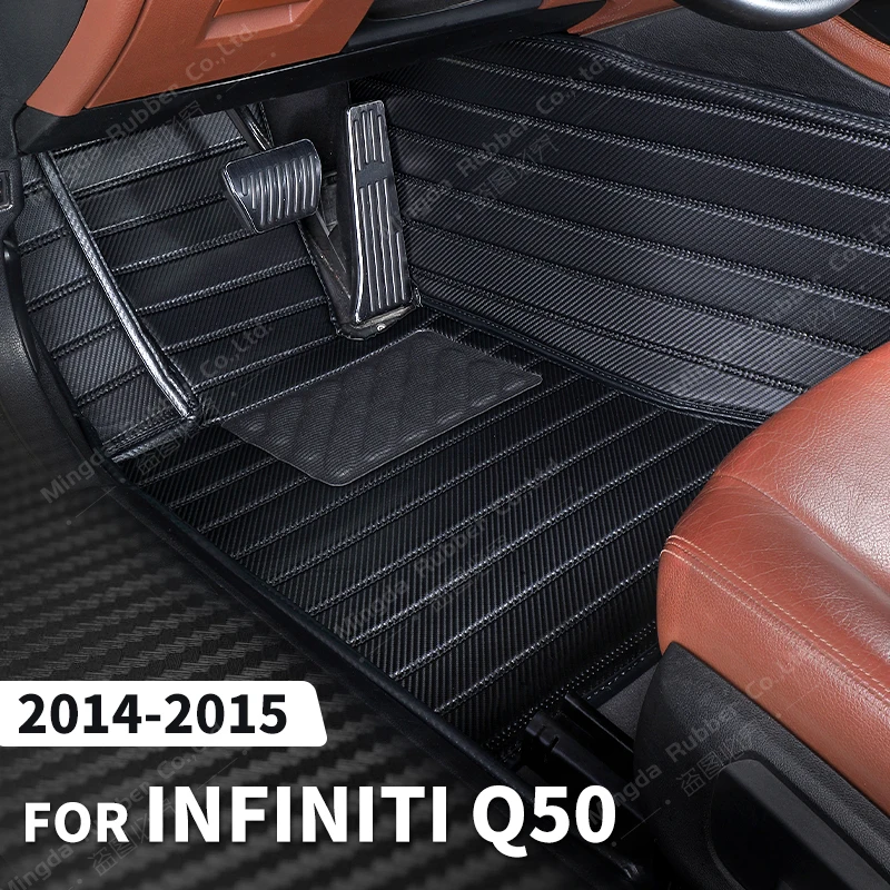 

Custom Carbon Fibre style Floor Mats For Infiniti Q50 2014 2015 Foot Carpet Cover Automobile Interior Accessories