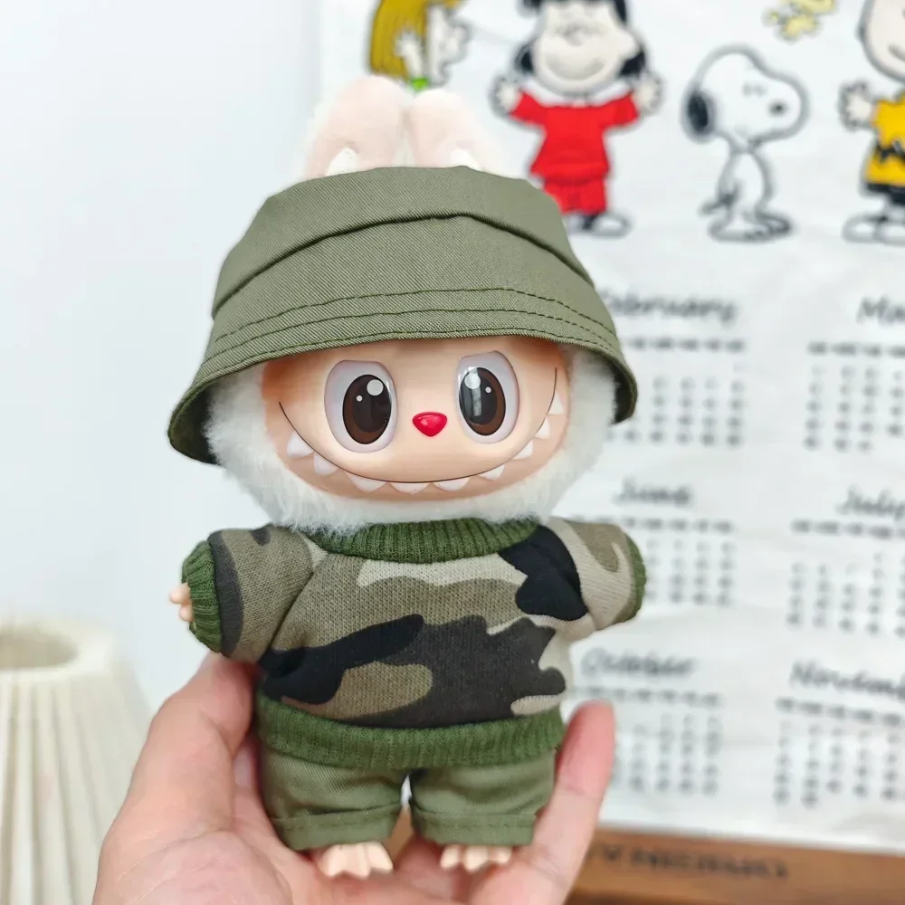 15/17 センチメートル Labubu 人形交換衣装迷彩シャツとジーンズ