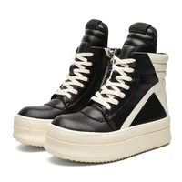 Women Men Platform Sneakers,Round Designer Original High Top Women Shoes,Ankle Boot Leather Chunky Thick Sole Flat Zip Shoes 1