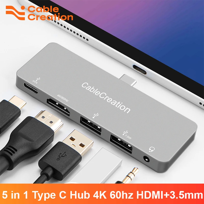 5 in 1 Type-C 4K HDMI USB C HUB PD100W Charging For Apple iPad Macbook Air  Pro