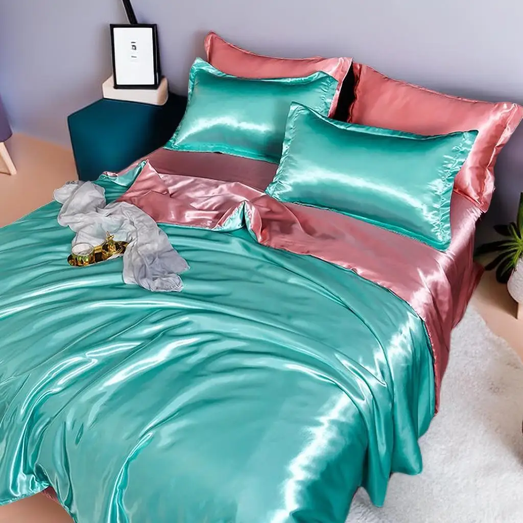 Luxury Emulation Silky Satin Duvet Cover Queen High Quality King Size