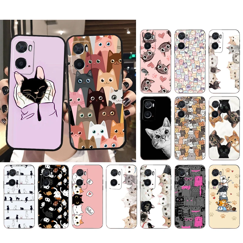 Cute Kitten Cat Crocodile Snake Skin Custodia Per Telefono Per Oppo A77 A57S A96 A91 A54 A74 A94 A73 A53 A53S A54S A15 A16 A17 A52 A72 A92