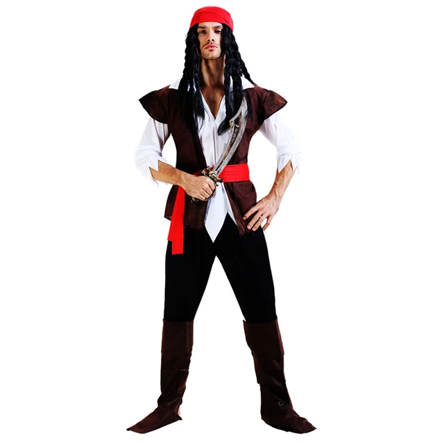 Jack Sparrow fantasia cosplay para homens e mulheres, traje de piratas do  Caribe, fantasia de festa de carnaval de Halloween, novo adulto - AliExpress