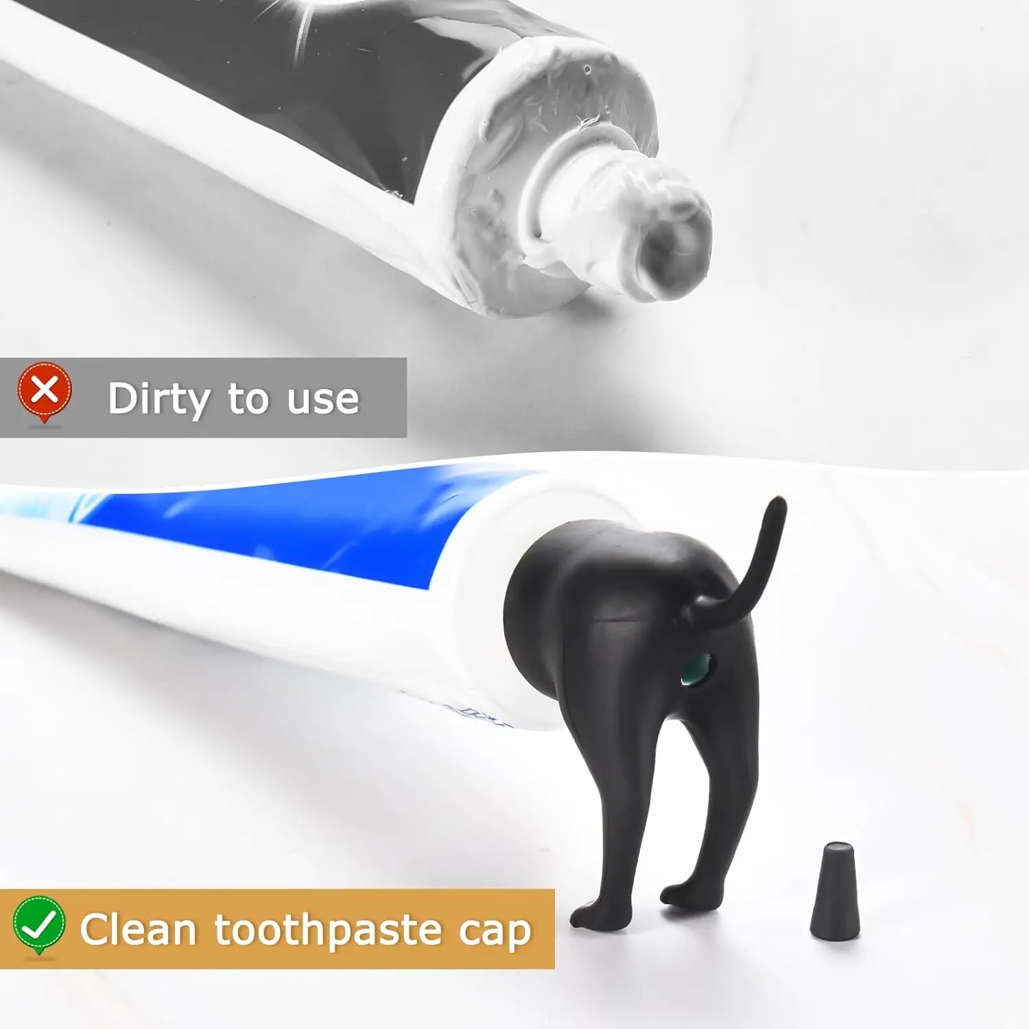 2 Tappi Per Dentifricio Divertenti A Forma Di Culo Di Cane - Dispenser Igienico E Creativo Per Bambini E Adulti - Foto 10