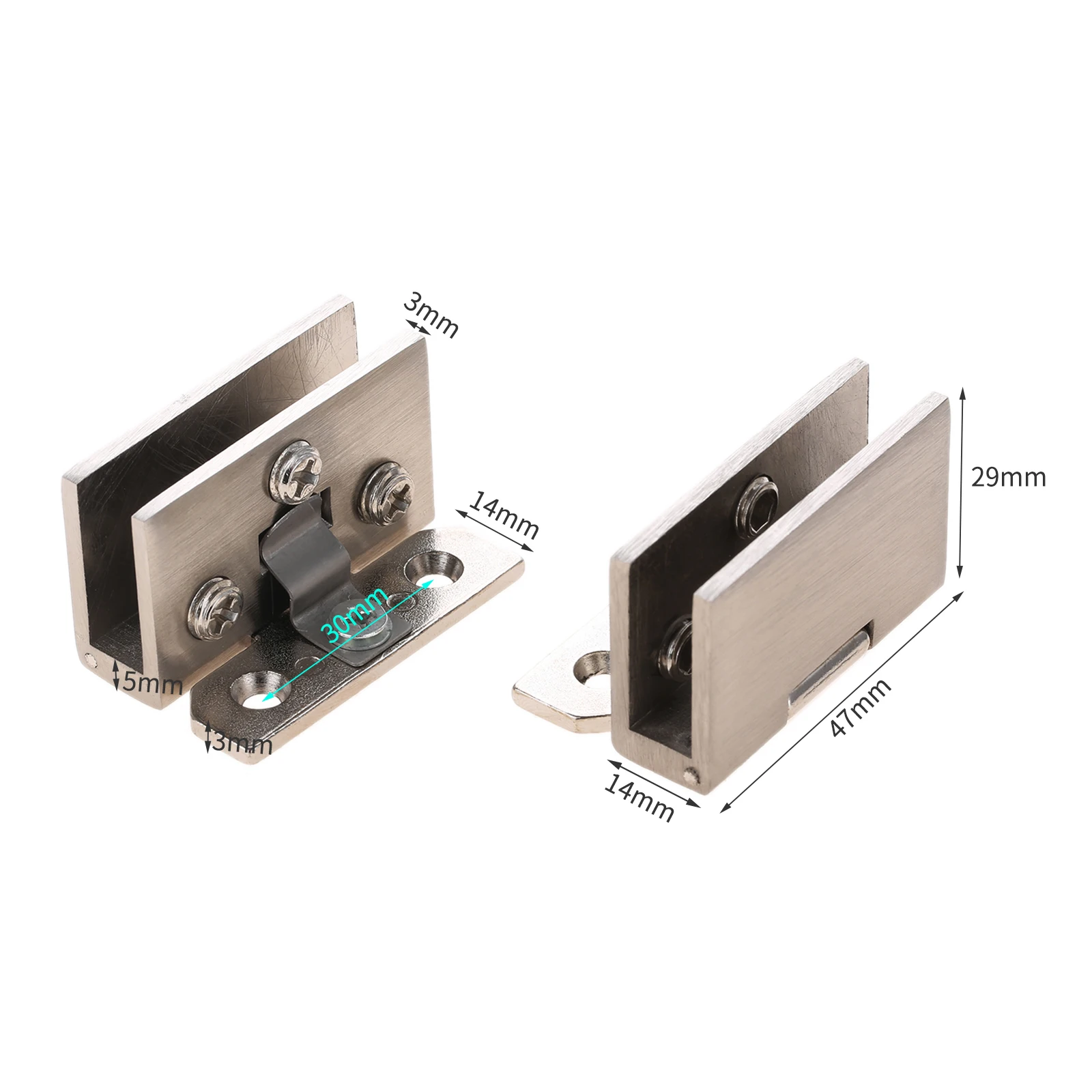 2Pcs Glass Door Hinge Without Hole Glass Hinge Clip Cabinet Furniture Fitting Zinc Alloy Hardware 5-8mm 8-10mm