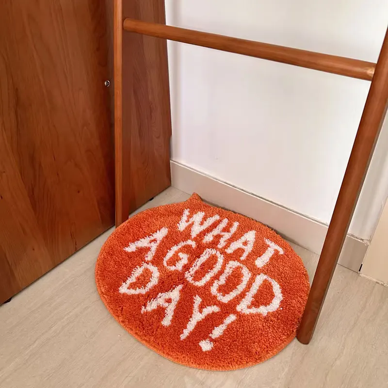 

45x50cm Orange Letters Rug Soft Fluffy Pets Floor Mat Pad Tufted Bathroom Rugs Living Room Bed Side Carpets Home Decor