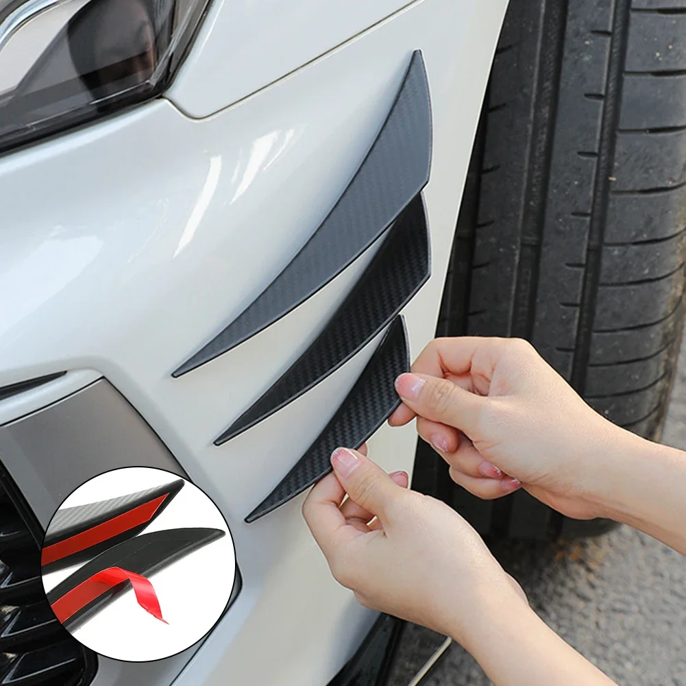 Bumper lip decoration 4/6pcs universal front bumper lip decoration diffuser splitter fins body spoiler canards valence chin car tuning canard decor