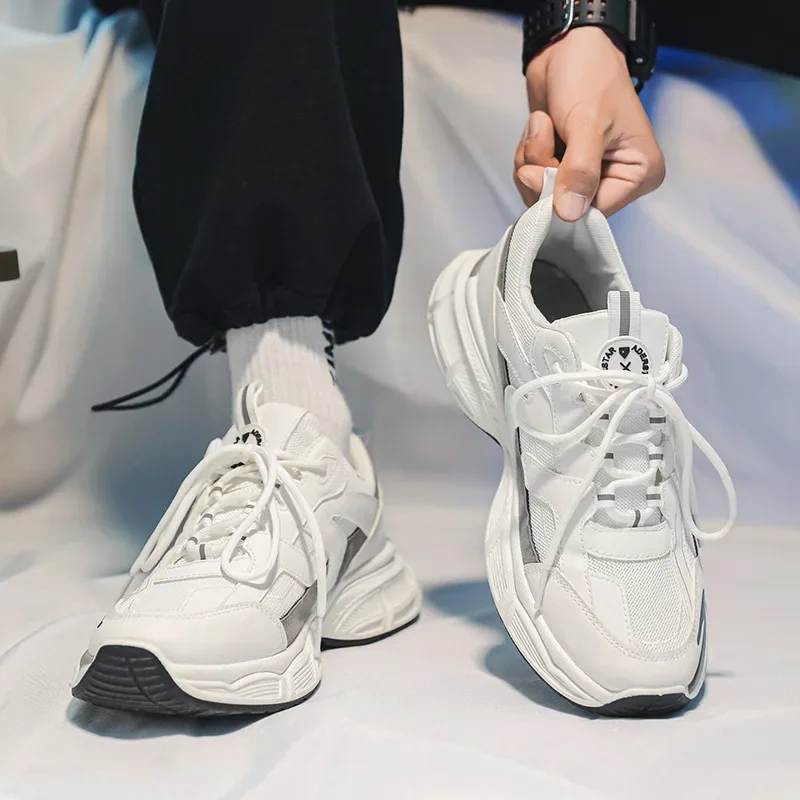 

Mesh Chunky Mens Sneakers White Breathable Fashion Outdoor Sports Shoes Vulcanized Casual Male Designer Running Athletic Shoes