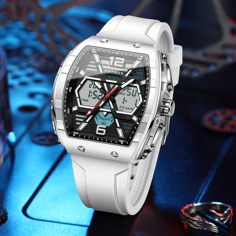 LIGE Top Brand Men's Watches Luxury Square Quartz Watch 5Bar Waterproof Luminous Chronograph Dual Display Watch Men Date Clock 2