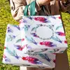 Reusable Bag Shopping Bag Shopping Pouch Non-woven Fabric Storage Folding Bag Feather Printing Waterproof Traval Bag Grocery Bag 6
