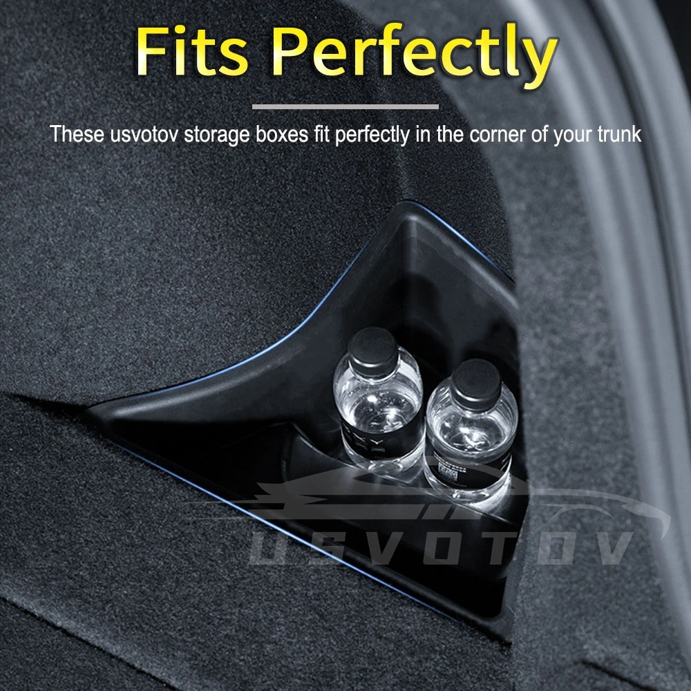 Car Trunk Organizer For Tesla Model 3 Highland Rear Trunk Storage Box Side Left Right Bins Water-proof Mats Accessories