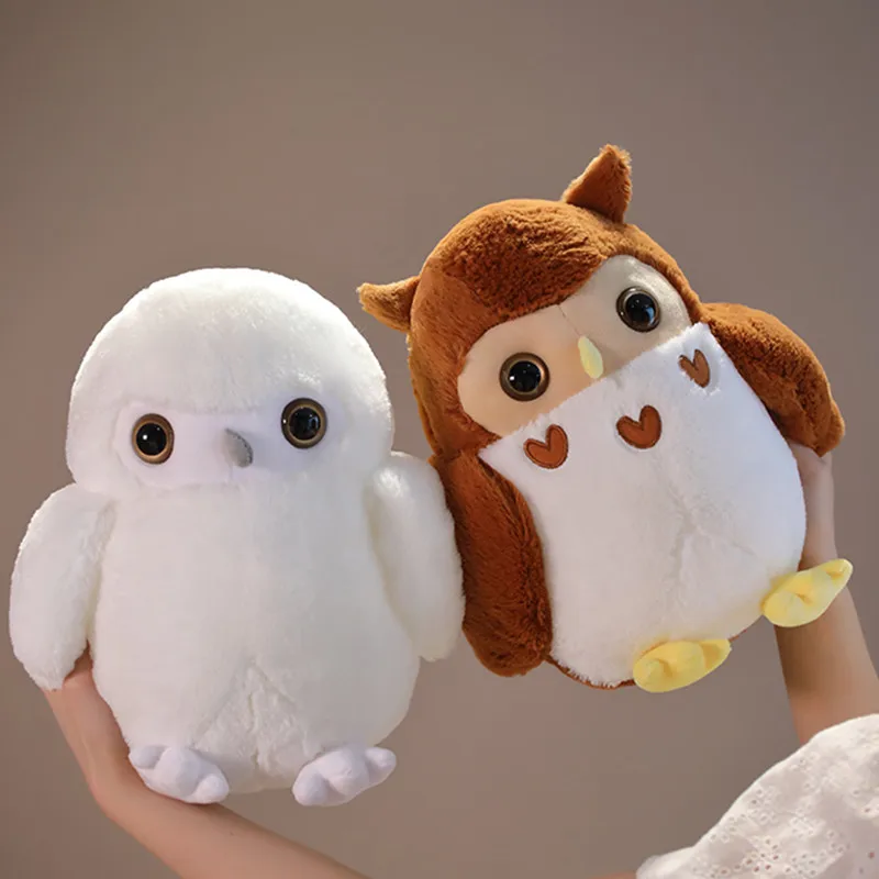 Hot 1pc 30cm/40cm Stuffed Couple Owl Doll Simulation Animal Toy Cute Bird Brown White Cartoon Plush Children Girls Gift couple swan trinket box crystals animal lover keepsake craft 1 pc only