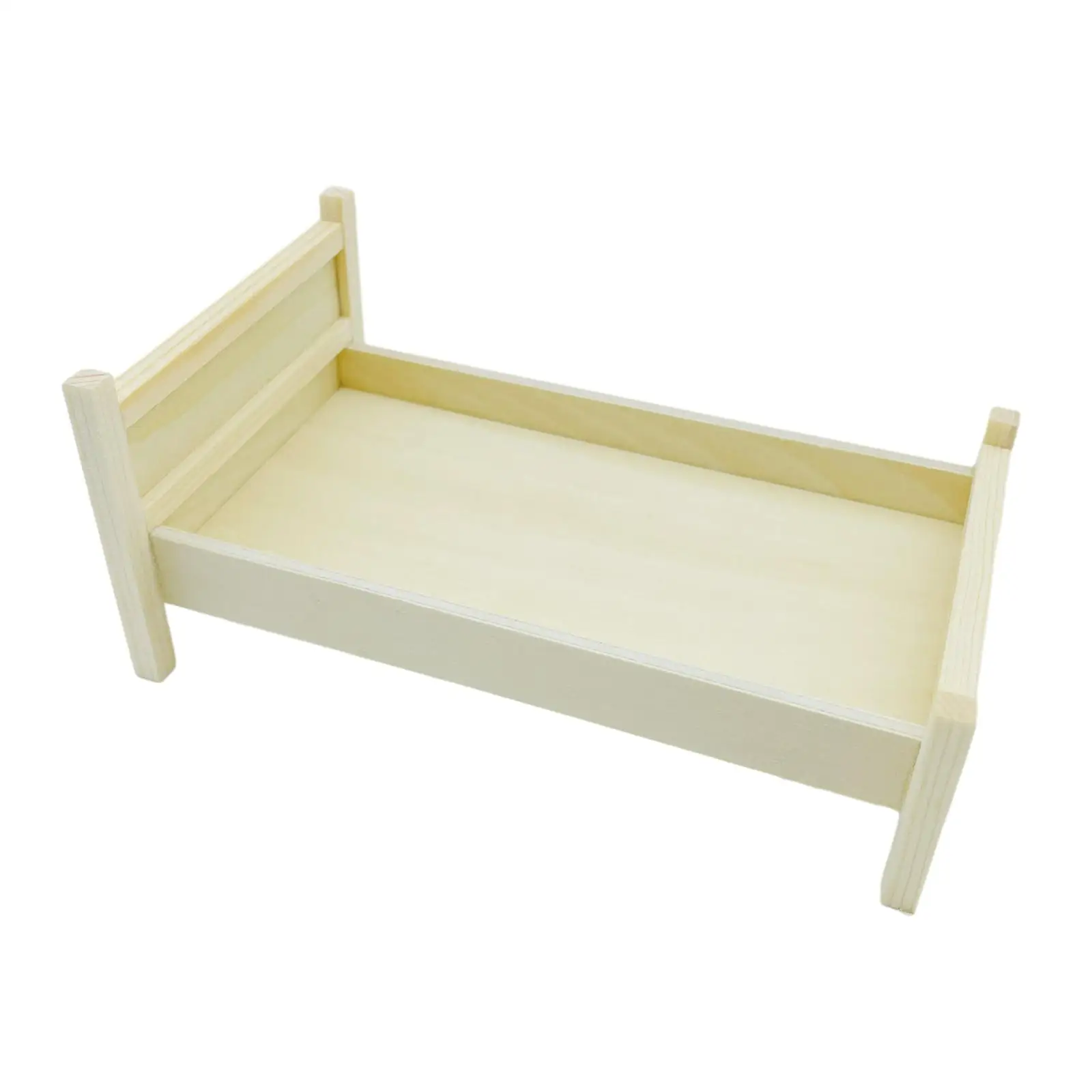 1/12 Scale Dollhouse Wooden Bed DIY Dollhouse Miniature Bed for Dollhouse